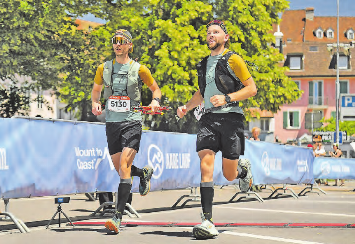 Der «Aaretrail» in Aarau am 14. Juni 2026 über 50 km war der letzte Test: Fabian Hauri und Lukas Morgenthaler (v.l.) bereiten sich auf den Eiger Ultra Trail E250 vor. (Bilder: zVg.)