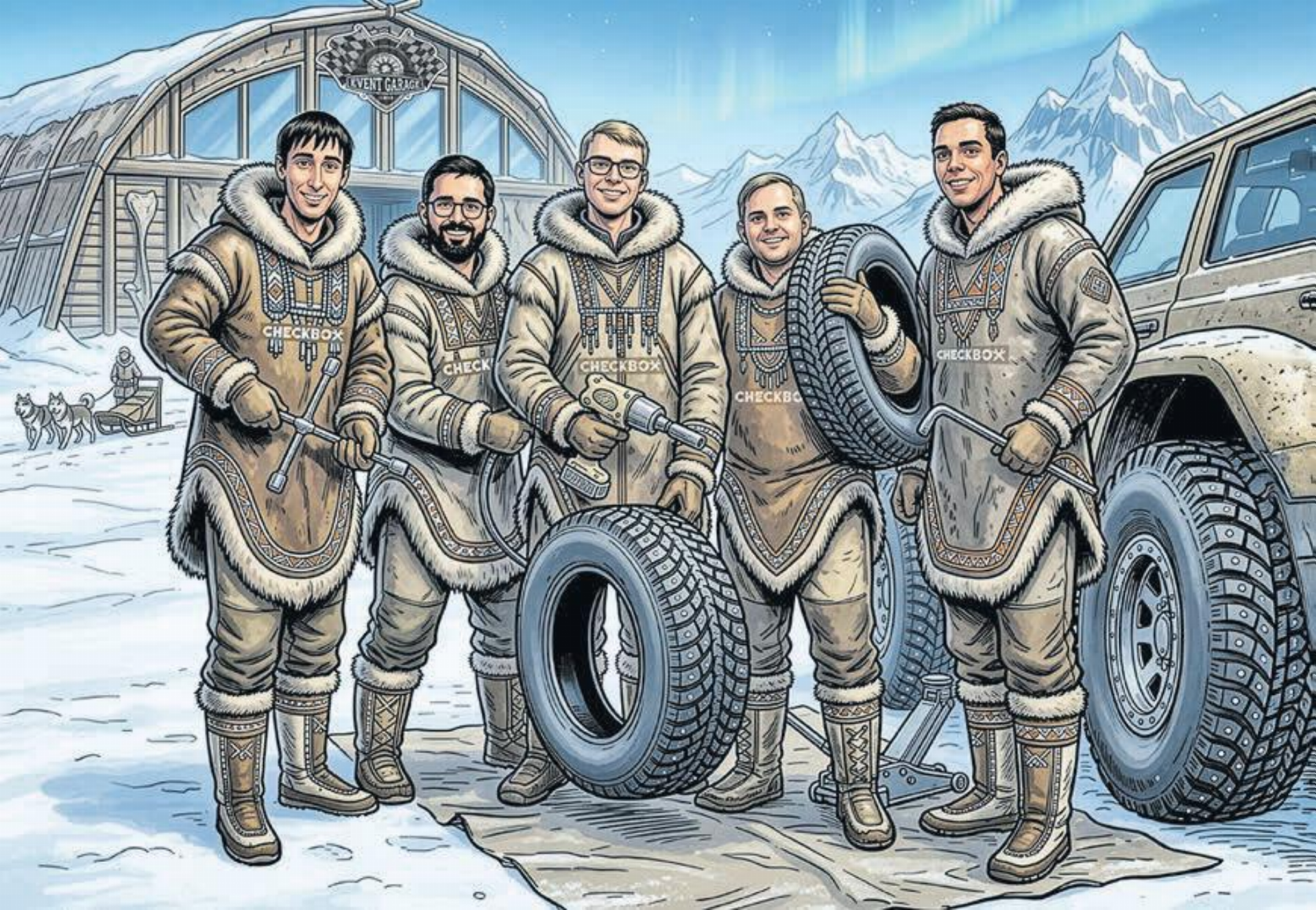 Das Team freut sich auf den Reifenwechsel Event. (KI-Bild: zVg.) - Das Bild wird blockiert. – Möglicherweise durch einen aktiven Adblocker.