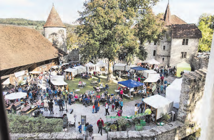 Grosses Angebot: Die Mosttage auf Schloss Hallwyl finden zusammen mit dem Herbstmarkt statt. (Bild: zVg.)