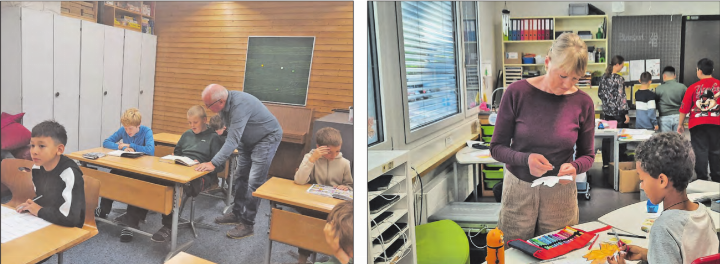 Beat und Gaby engagieren sich gerne in der Schule und freuen sich über den Austausch mit den neugierigen Kindern. 
(Bilder: zVg.)