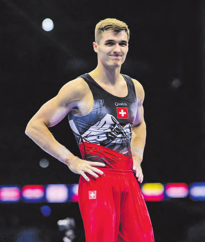 Mässig zufrieden: Florian Langenegger während des Mehrkampffinals. (Bild: Schweizerischer Turnverband)